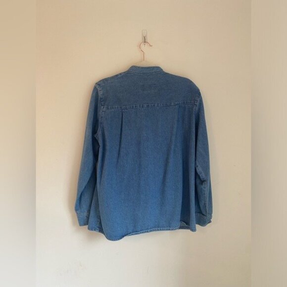 Vintage Denim Embellished Button-Up Shirt By Ruff Hewn With Embroidery Size M - Picture 5 of 8